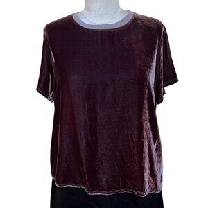Nation LTD Crushed Velvet T-Shirt Brown Mauve Medium
